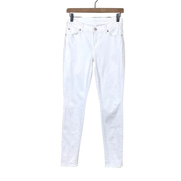7 for all Mankind The Skinny White Denim Low Rise Classic Basic Slim Jeans - Picture 1 of 9